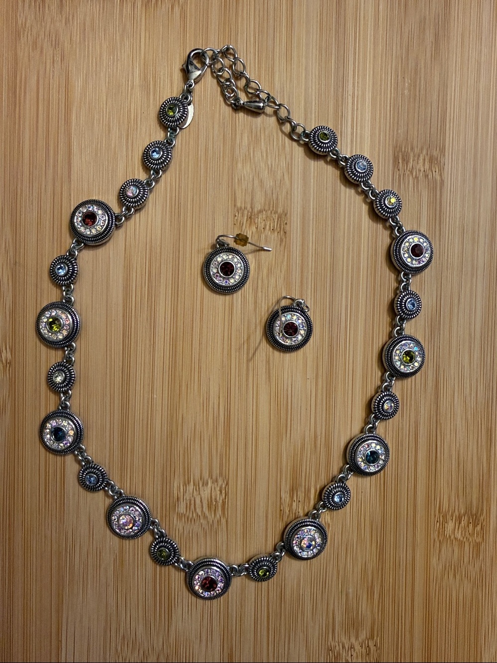 Lia Sophia “Seltzer” Multi Color Crystal Necklace and earring set